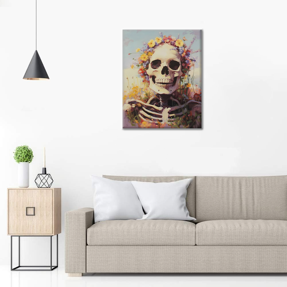 Teschio decorato con fiori vivaci - Dipingere con i Numeri