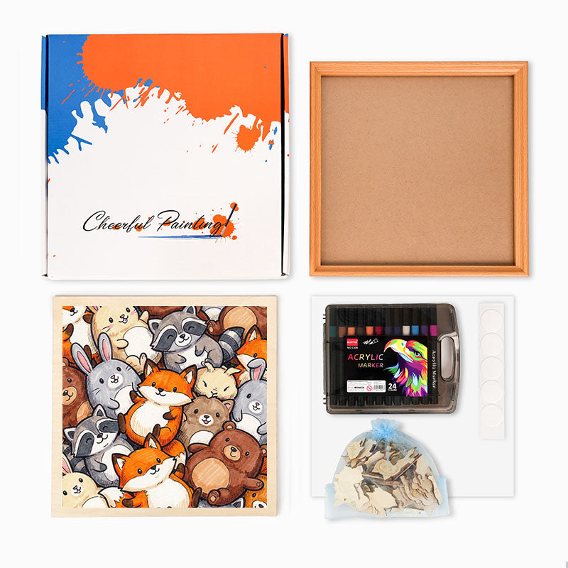 Amici della foresta - Puzzle in legno da colorare