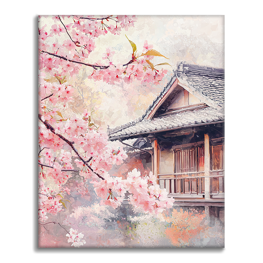 Fiori di Ciliegio accanto alla Casa - Dipingere con i Numeri