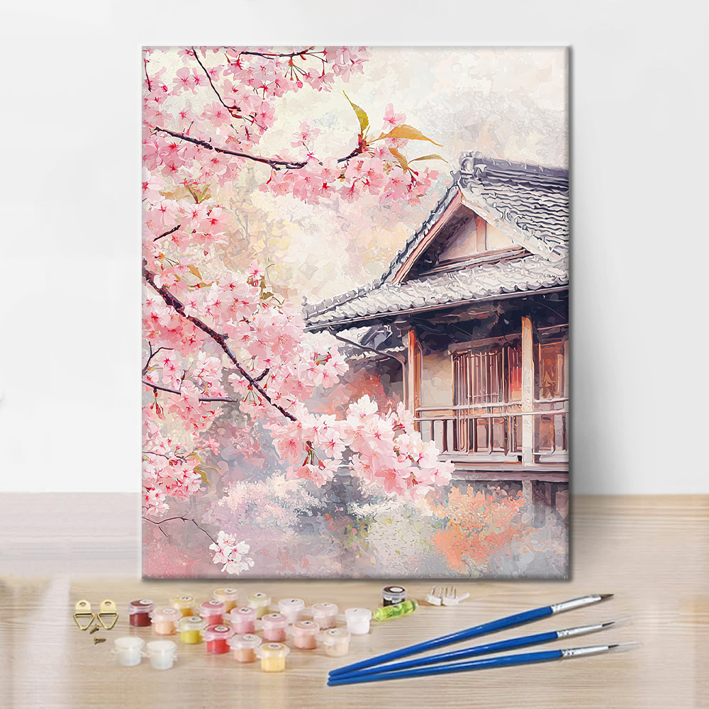 Fiori di Ciliegio accanto alla Casa - Dipingere con i Numeri
