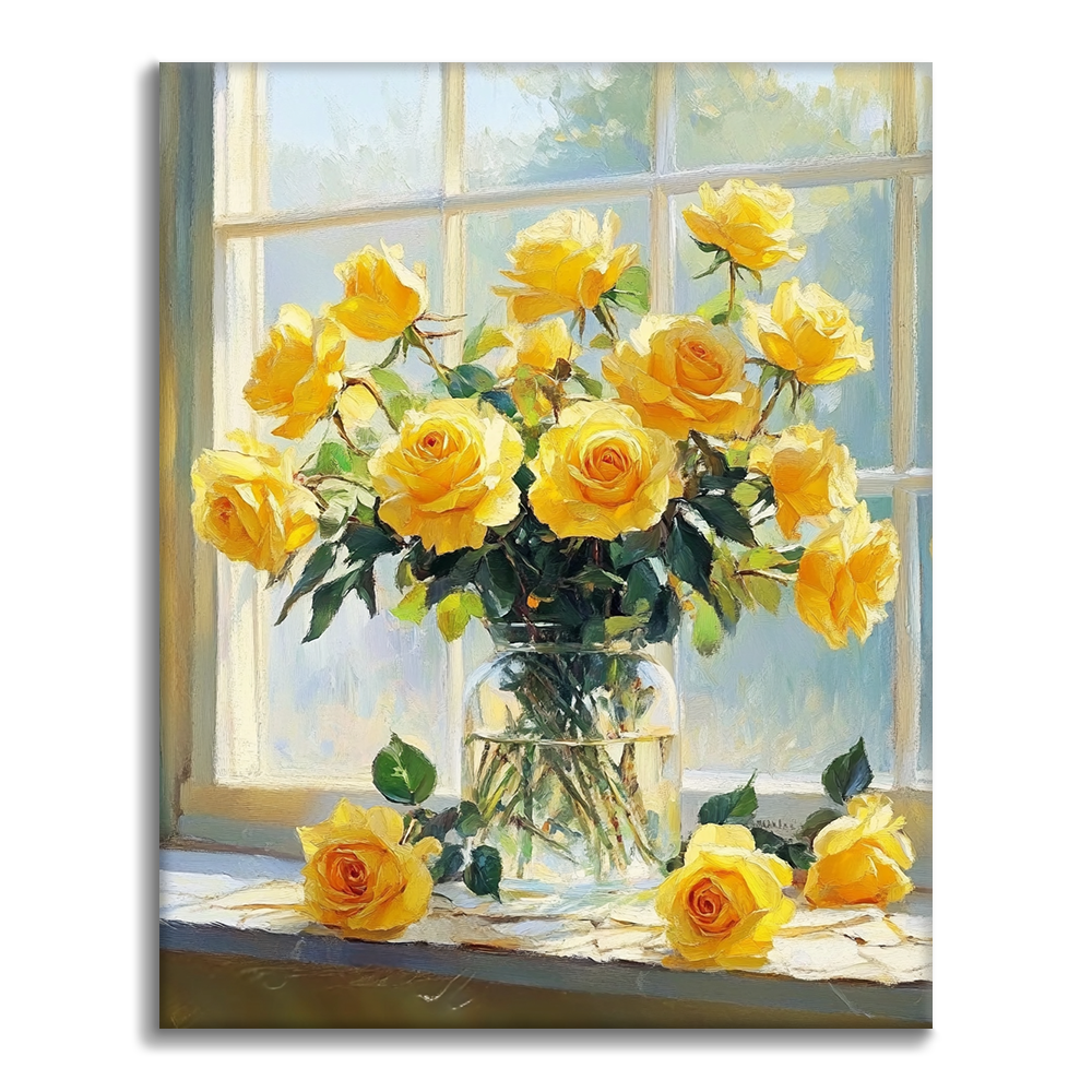 Luce del Sole e Rose Gialle - Dipingere con i Numeri