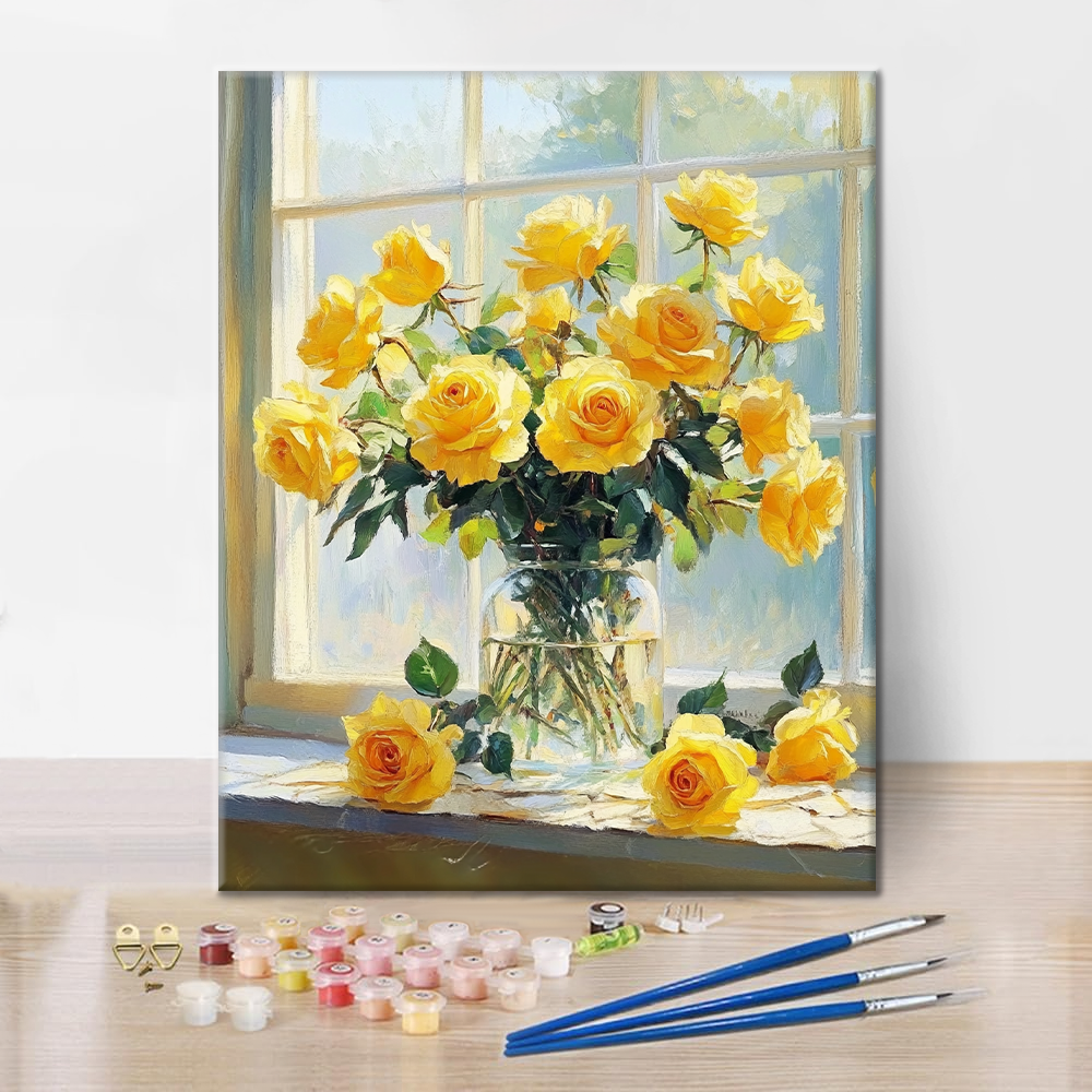 Luce del Sole e Rose Gialle - Dipingere con i Numeri