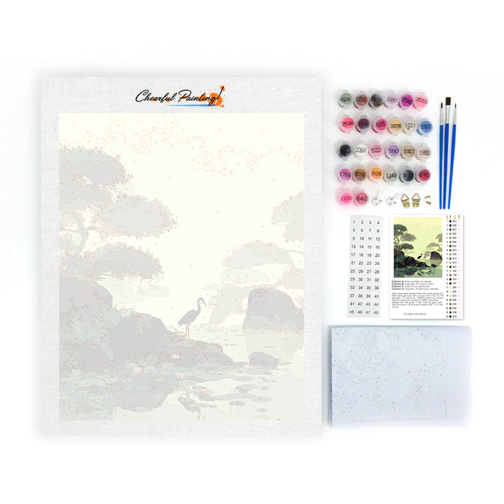 Gru sullo stagno dei loti - Dipingere con i numeri