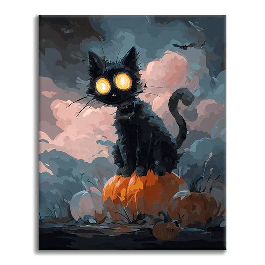 Gatto nero di Halloween - Dipingere con i Numeri
