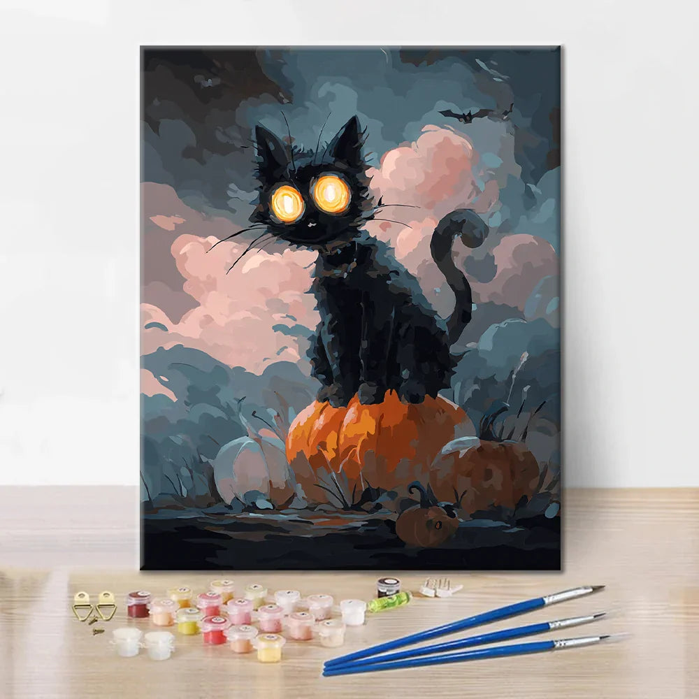 Gatto nero di Halloween - Dipingere con i Numeri