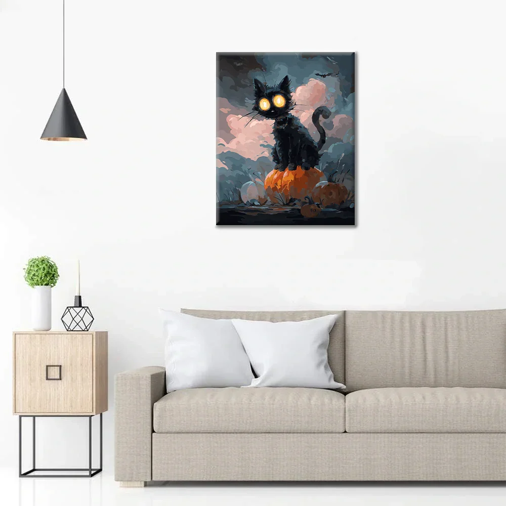 Gatto nero di Halloween - Dipingere con i Numeri