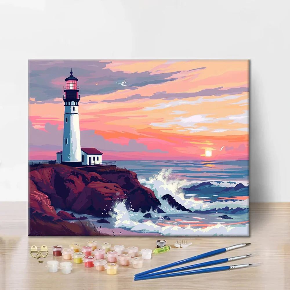 Faro al tramonto - Dipingere con i Numeri