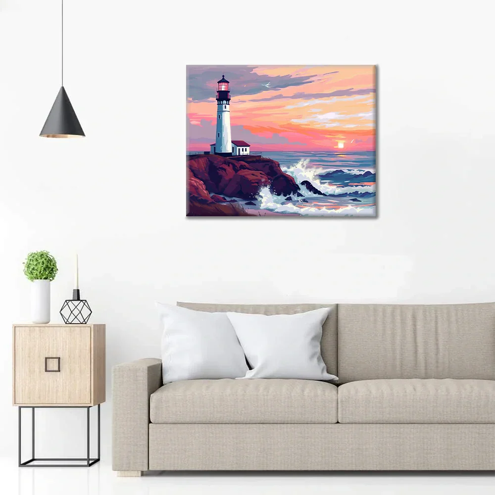 Faro al tramonto - Dipingere con i Numeri
