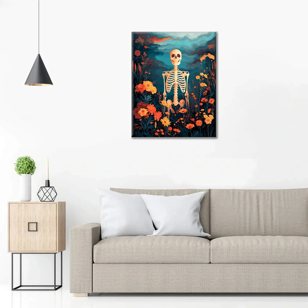 Scheletro con fiori - Dipingere con i Numeri