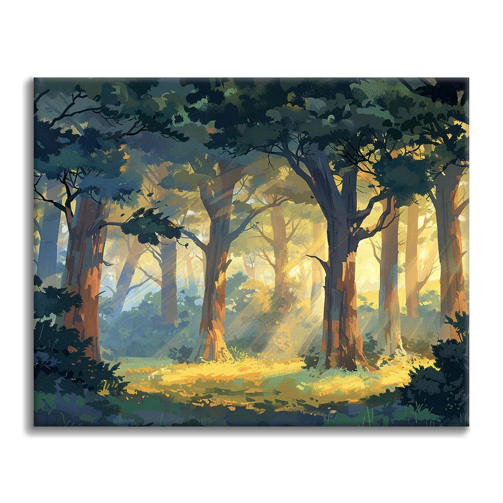Foresta illuminata dal sole - Dipingere con i Numeri