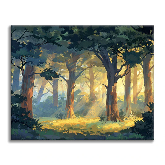 Foresta illuminata dal sole - Dipingere con i Numeri