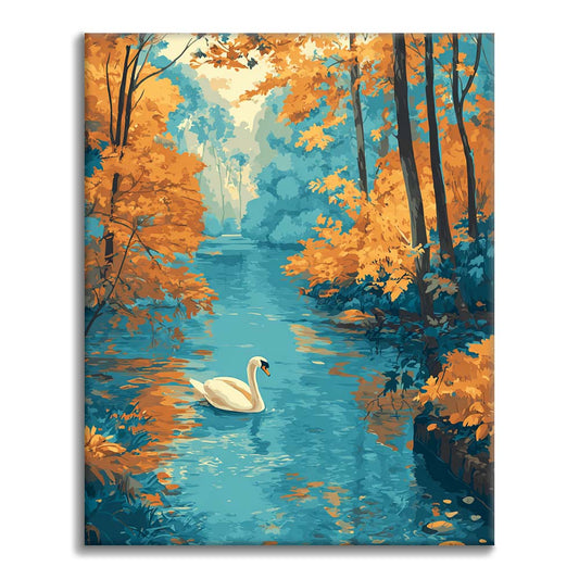 Cigno autunnale sul lago - Dipingere con i Numeri