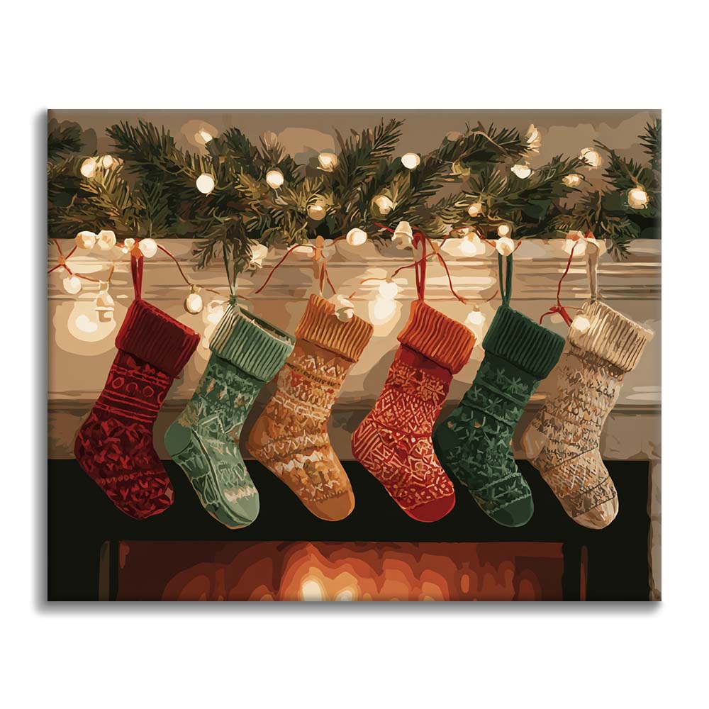 Calze di Natale vicino al fuoco - Dipingere con i Numeri