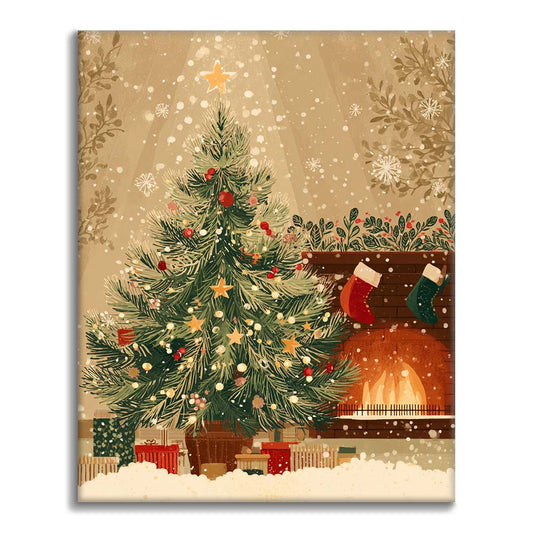 Albero di Natale e camino - Dipingere con i Numeri