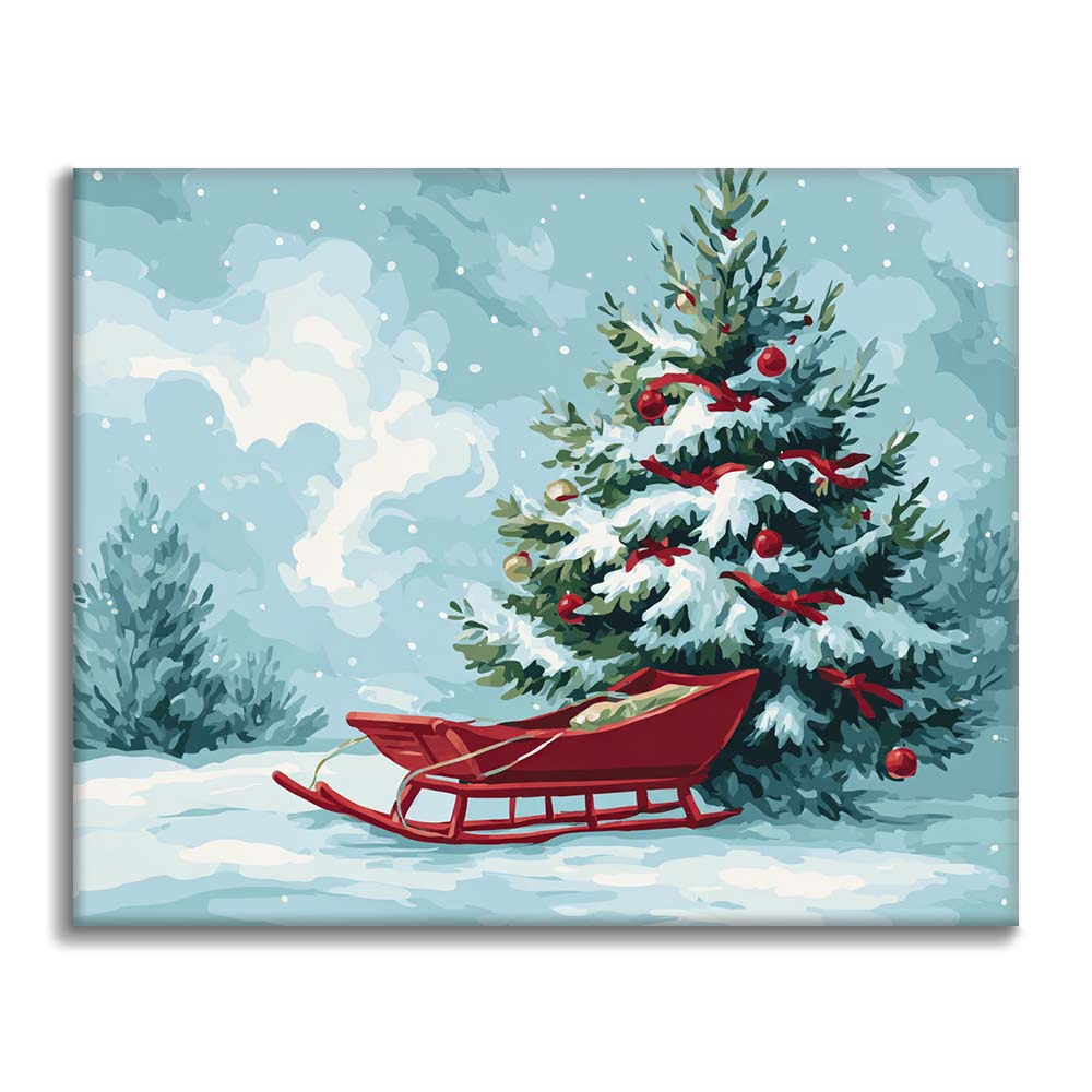 Albero di Natale e slitta - Dipingere con i Numeri