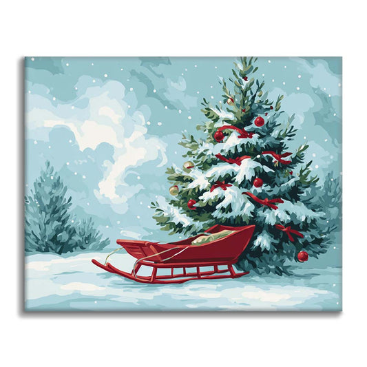 Albero di Natale e slitta - Dipingere con i Numeri