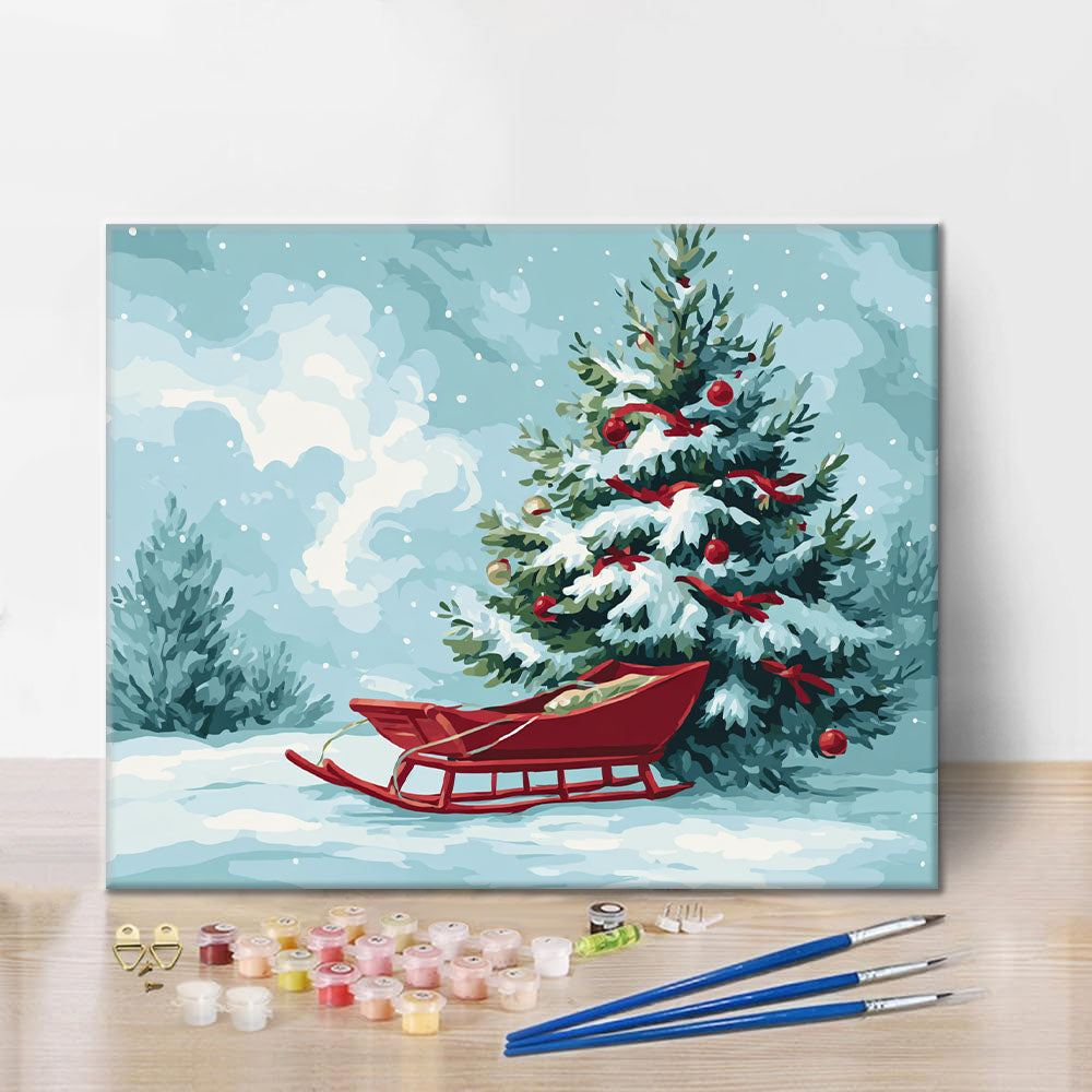 Albero di Natale e slitta - Dipingere con i Numeri