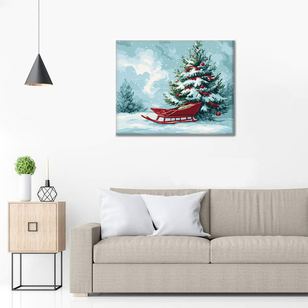 Albero di Natale e slitta - Dipingere con i Numeri