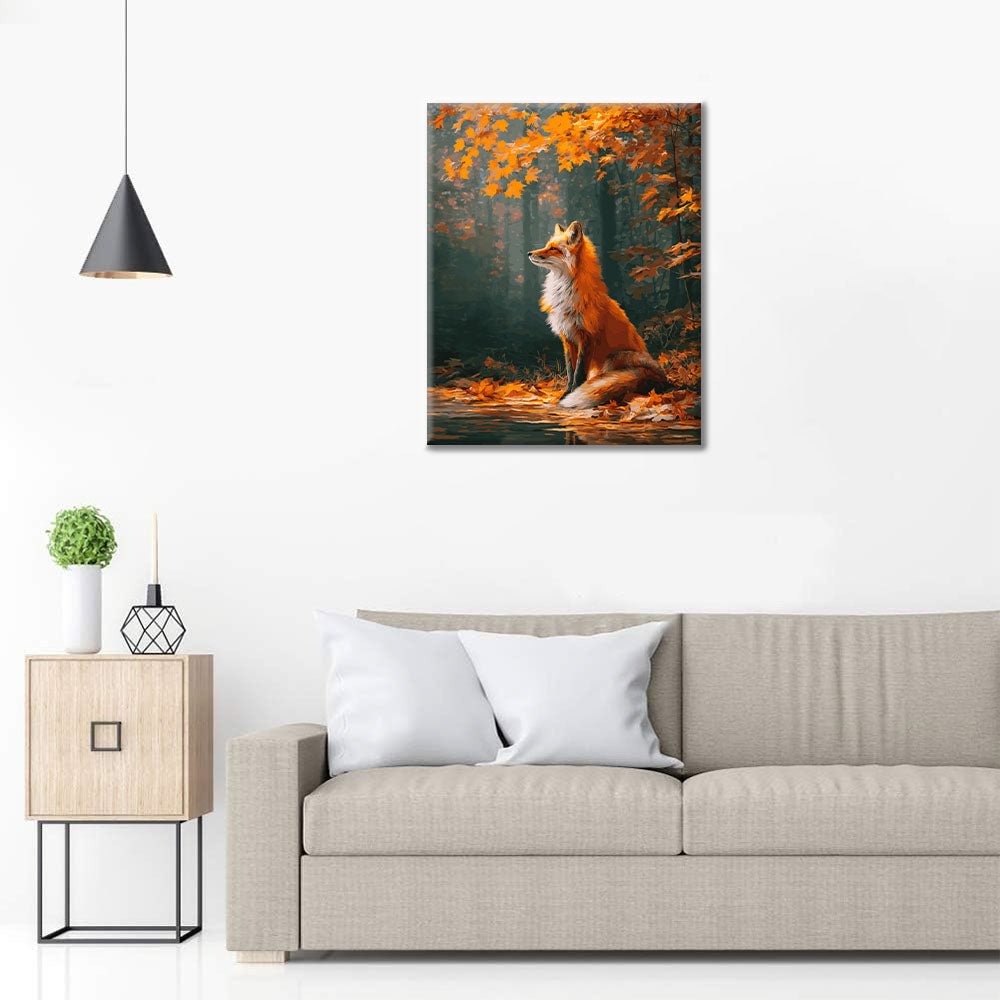 Foglie d'acero e volpe - Dipingere con i Numeri