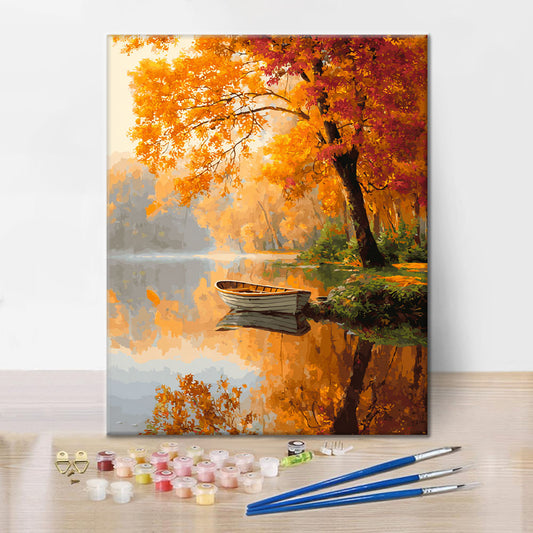 Serene Autumn Boat - Dipingere con i Numeri