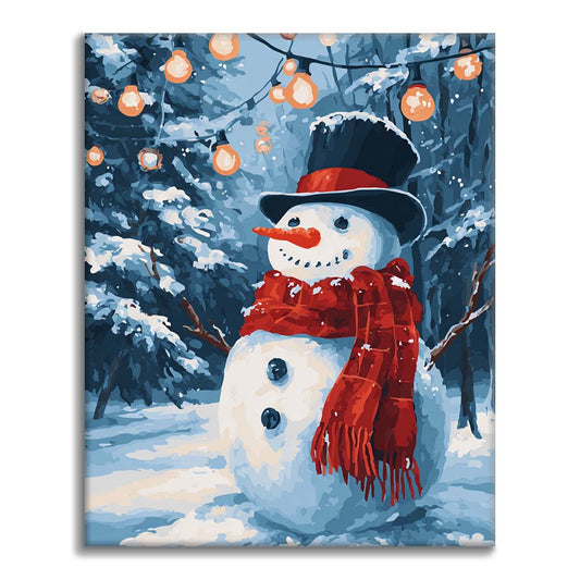 Pupazzo di neve con luci di Natale - Dipingere con i Numeri
