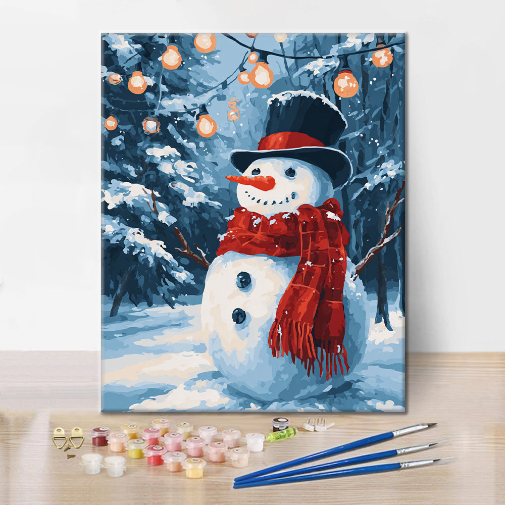 Pupazzo di neve con luci di Natale - Dipingere con i Numeri