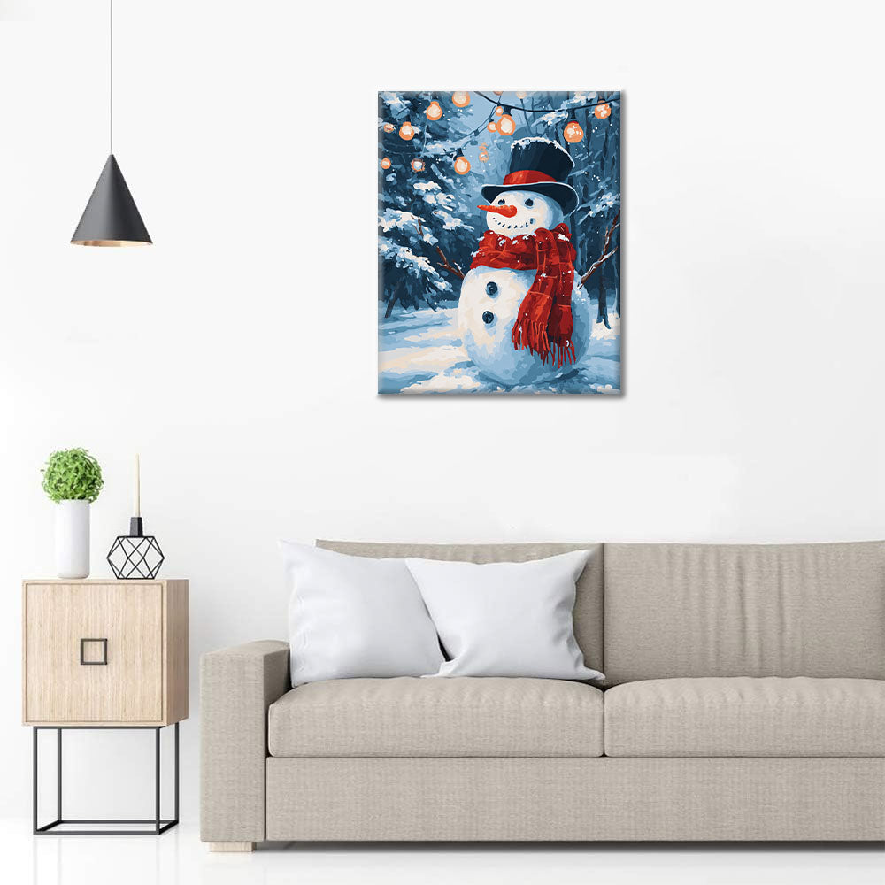 Pupazzo di neve con luci di Natale - Dipingere con i Numeri