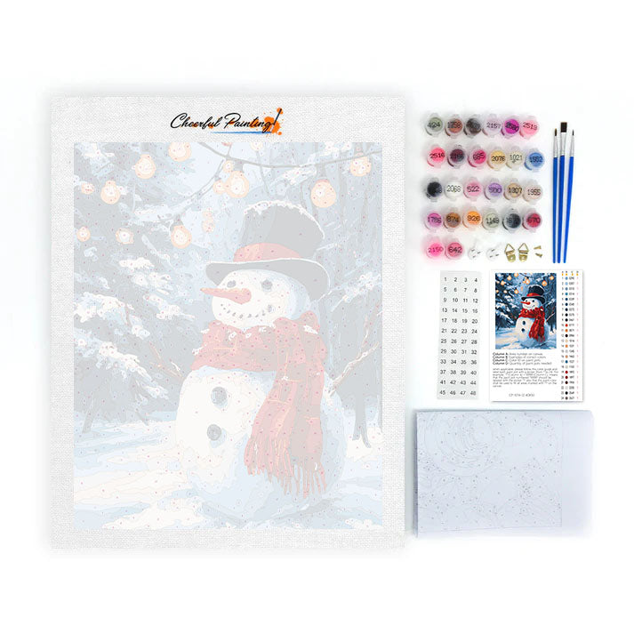 Pupazzo di neve con luci di Natale - Dipingere con i Numeri
