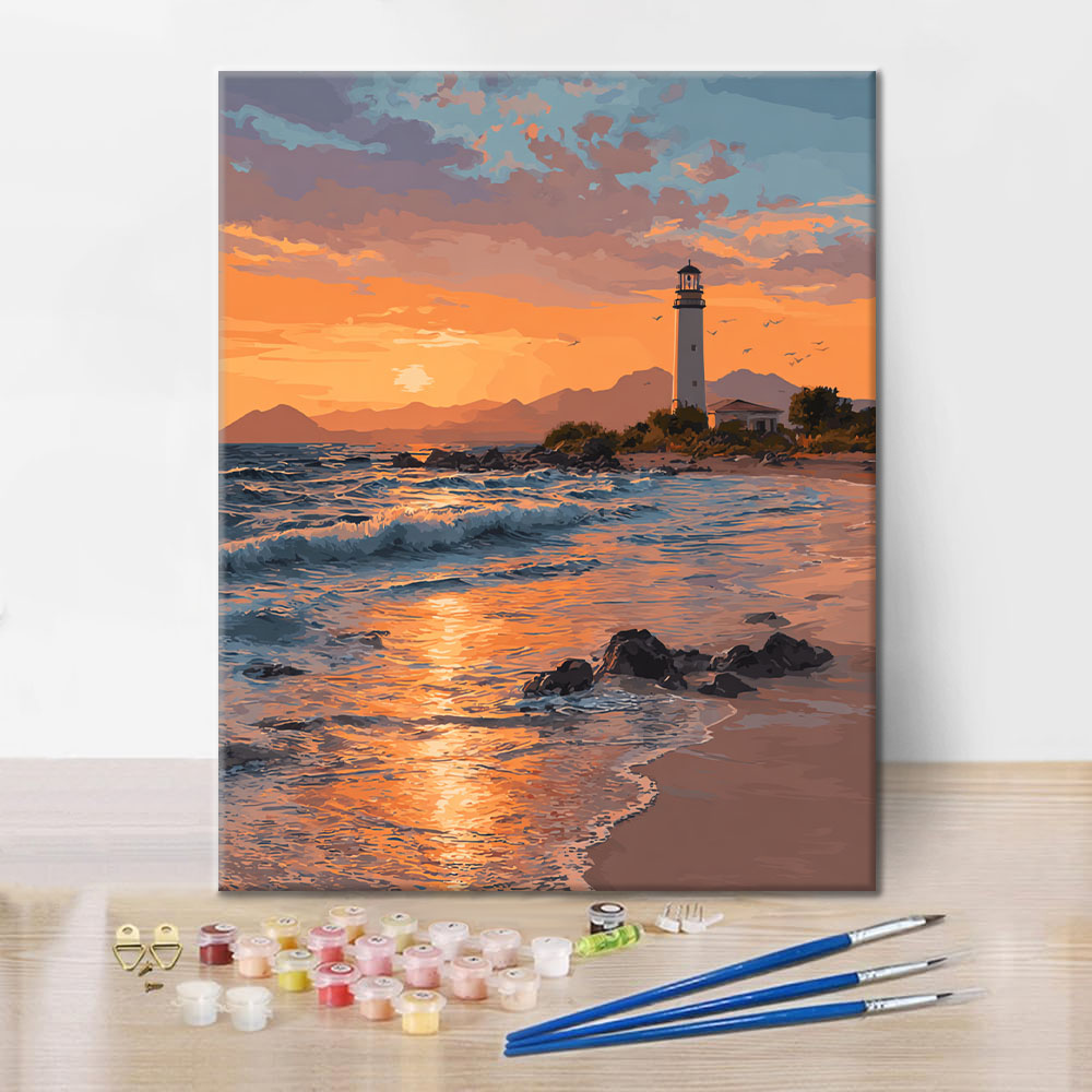 Faro al tramonto - Dipingere con i Numeri