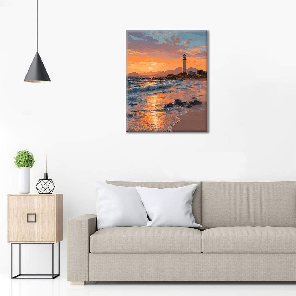 Faro al tramonto - Dipingere con i Numeri