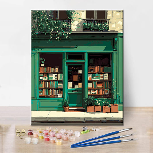 Libreria verde vintage – Dipingere con i Numeri