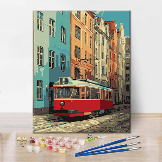 Tram rosso vintage – Dipingere con i Numeri