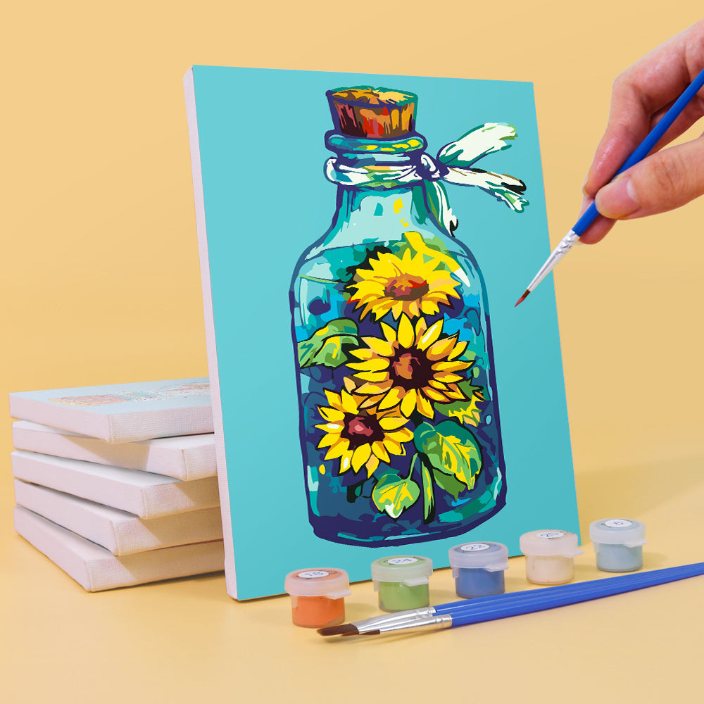 Bottiglia e fiori - Dipingere con i Numeri