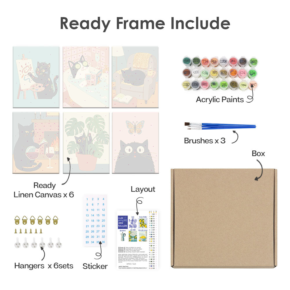 Gatto nero tranquillo - Dipingere con i Numeri