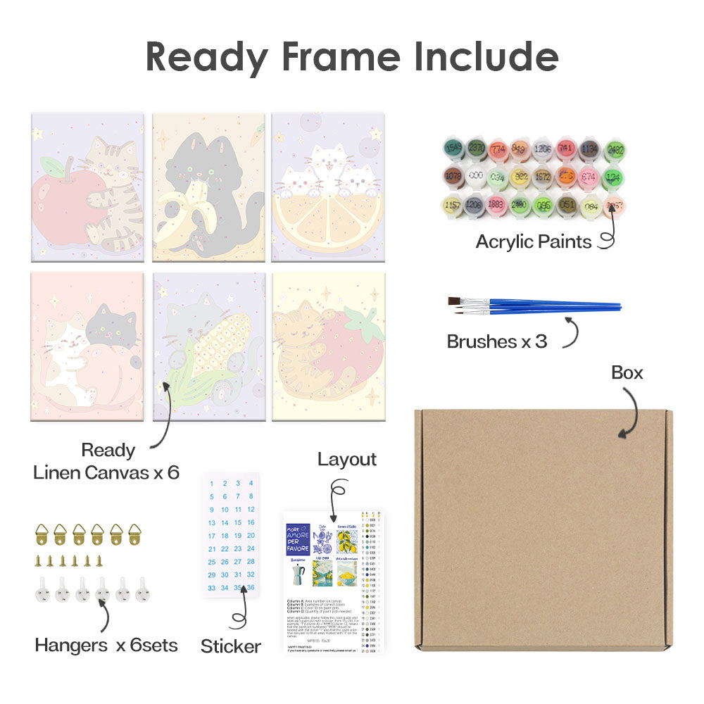 Gattini e frutta - Dipingere con i Numeri