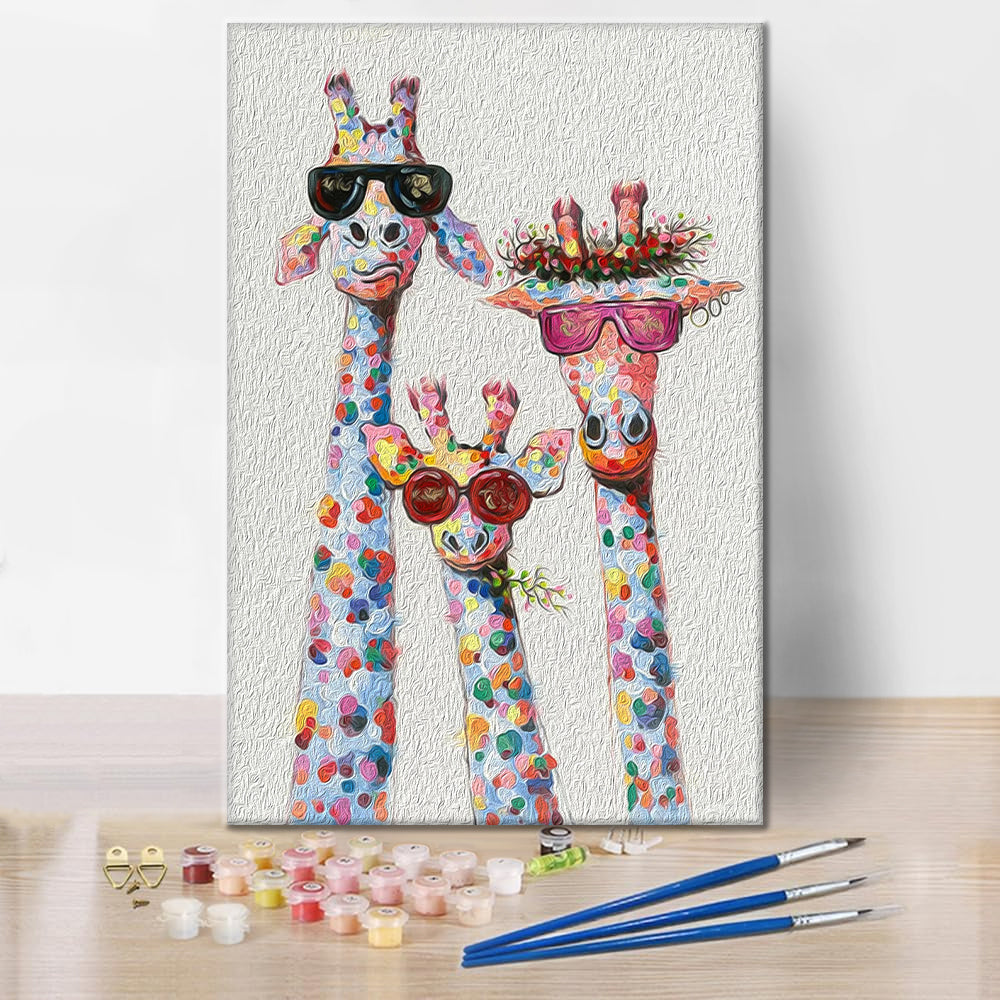 La Famiglia di Giraffe Multicolore - Dipingere con i Numeri