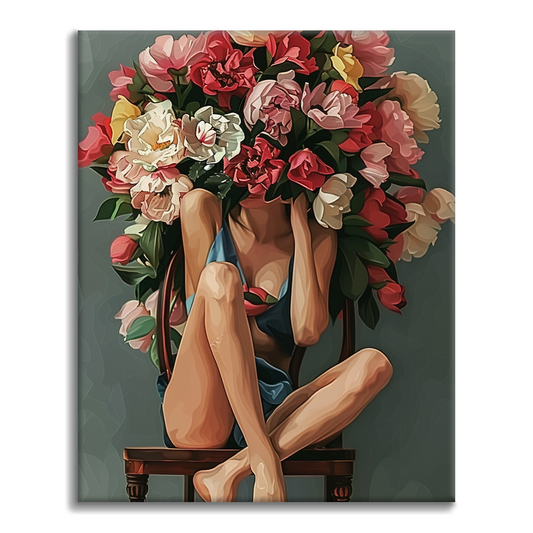 Fiori e ragazza - Dipingere con i Numeri