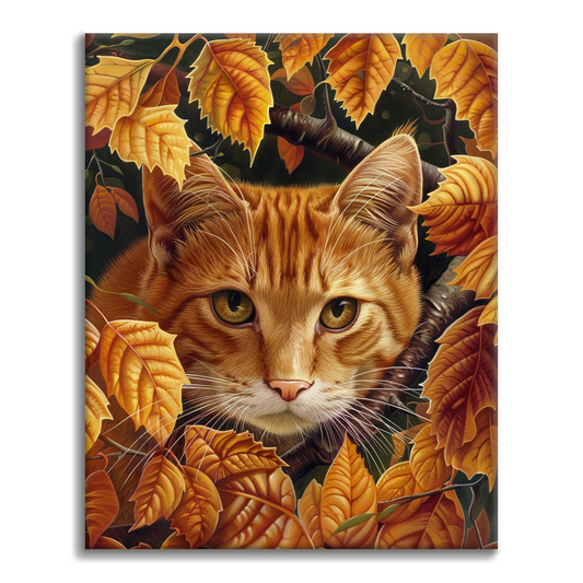 Foglie e gatto - Dipingere con i Numeri