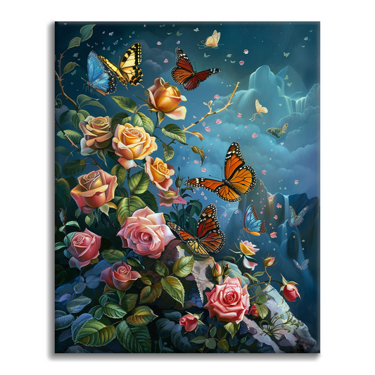 Farfalle e rose - Dipingere con i Numeri