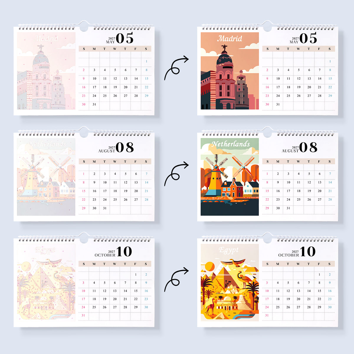Edizione Monumenti Famosi - Calendario da Scrivania 2027 da Dipingere con i Numeri
