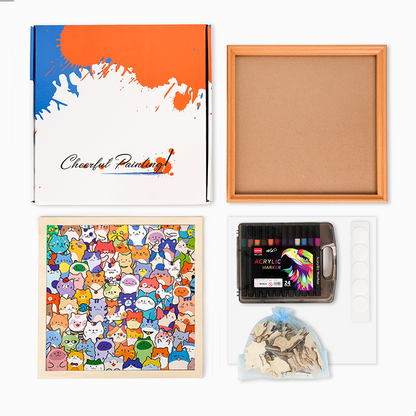 Gatti pigri - Puzzle in legno da colorare