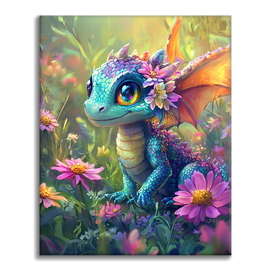 Drago colorato tra i fiori - Dipingere con i Numeri
