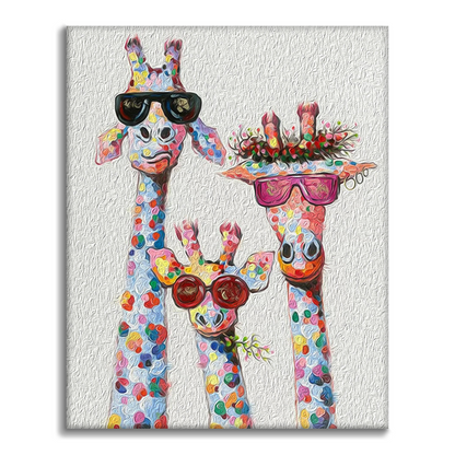 La Famiglia di Giraffe Multicolore - Dipingere con i Numeri