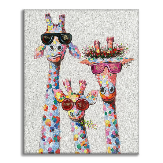 La Famiglia di Giraffe Multicolore - Dipingere con i Numeri