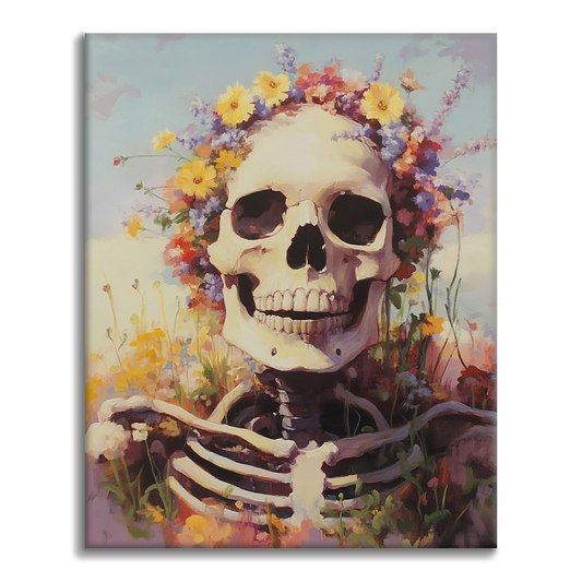 Teschio decorato con fiori vivaci - Dipingere con i Numeri