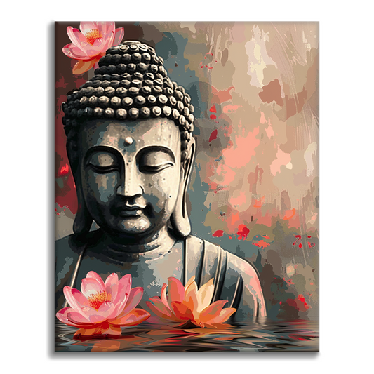 Buddha con fiore - Dipingere con i Numeri
