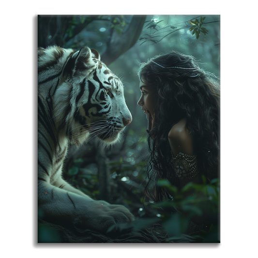 Donna con tigre bianca - Dipingere con i Numeri