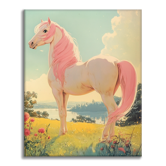 Cavallo rosa che guarda l'orizzonte - Dipingere con i Numeri