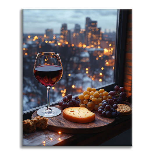 Vino, formaggio e luci della città - Dipingere con i Numeri