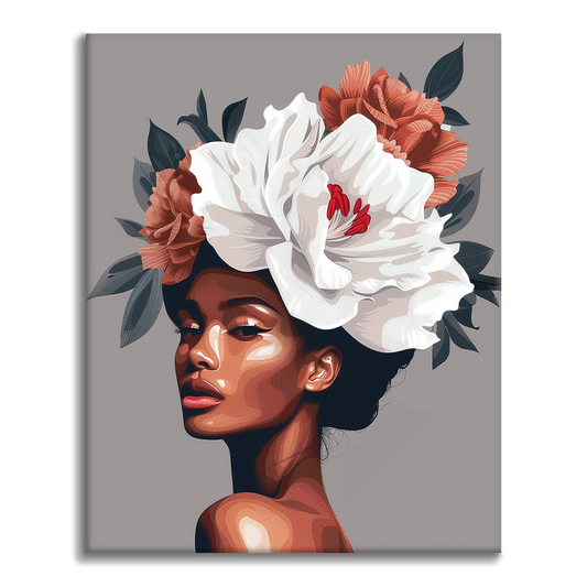 Donna con i capelli di fiori - Dipingere con i Numeri